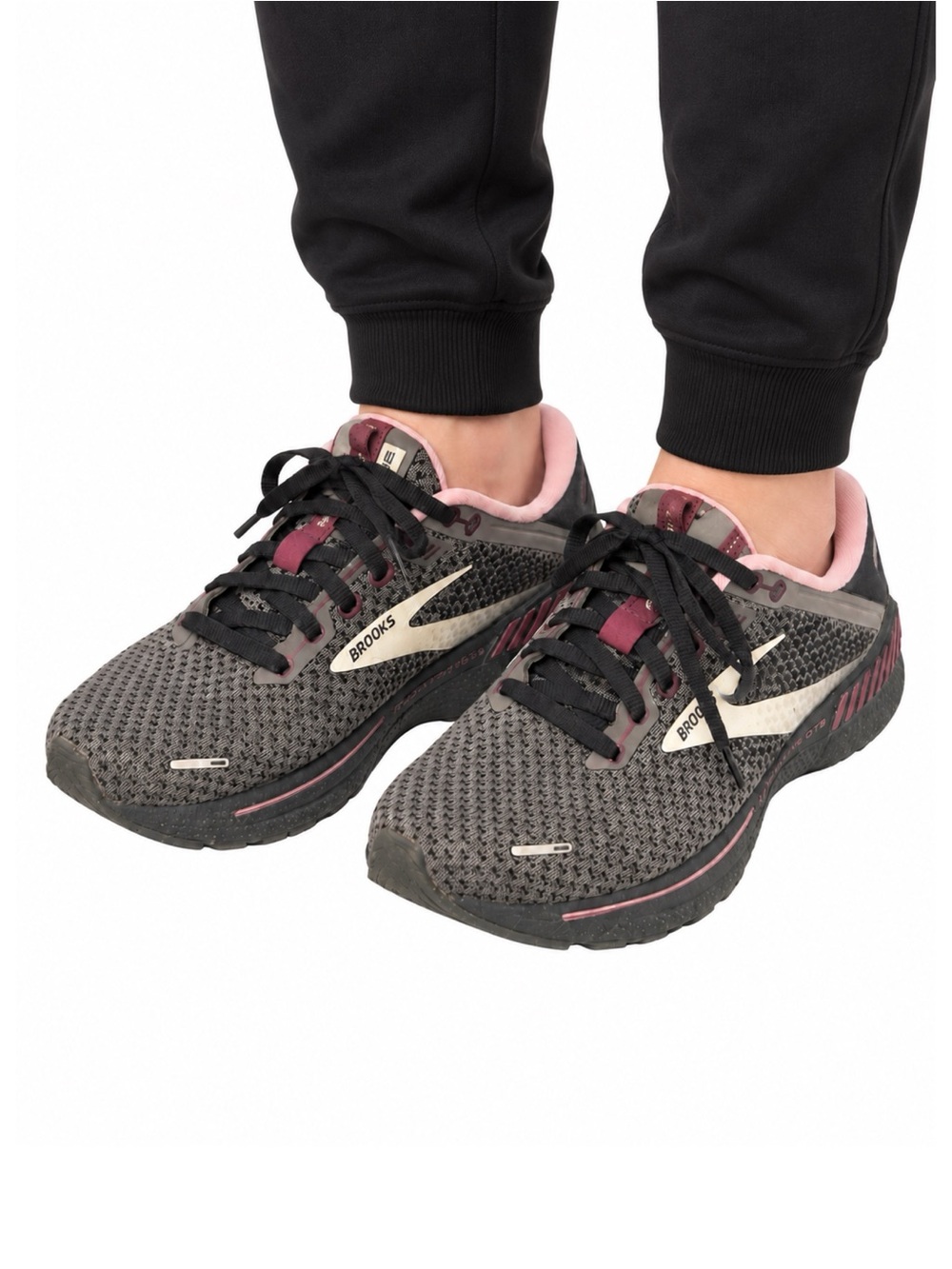 Size 7.5 Wide Brooks Women’s Adrenaline GTS 22 Grey Pink Running Shoes Sneakers